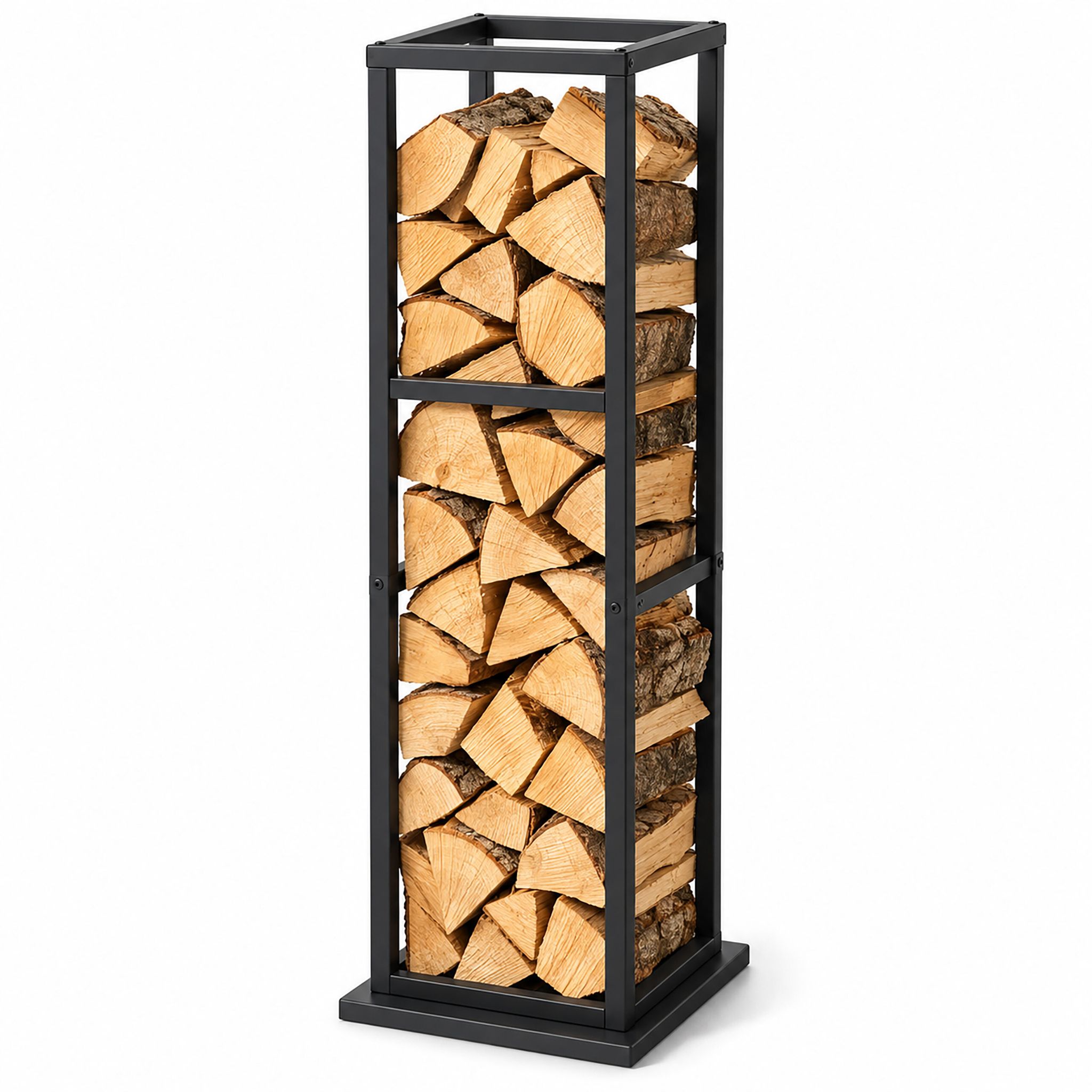 Relaxdays Kaminholzregal, Metall, Hbt: 120x35x35 Cm, Brennholzregal Hoch, Für Feuerholz, Stapelholz, Brennholz, Schwarz