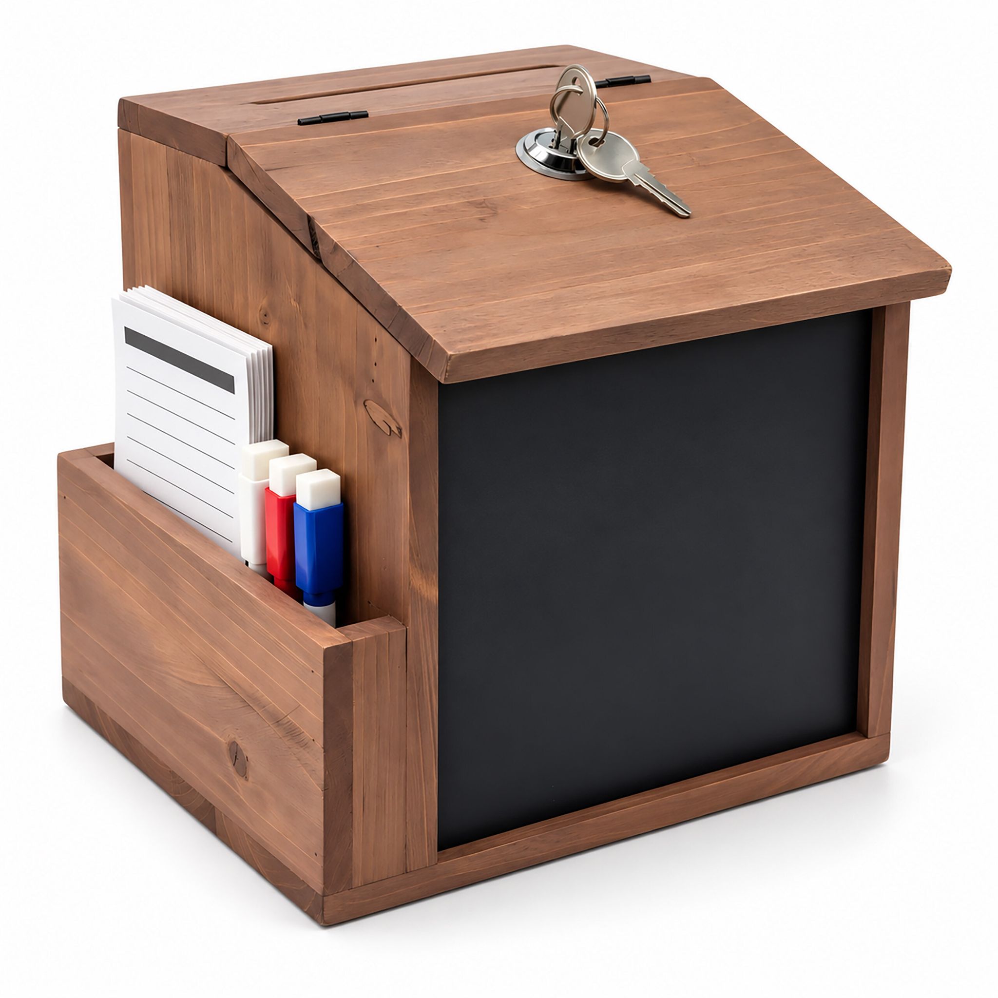 Relaxdays Vorschlagsbox, Wahlurne, Kummerkasten, Mit Tafel, Abschließbar, Hbt: 20x21x16 Cm, Spendenbox, Holz, Natur