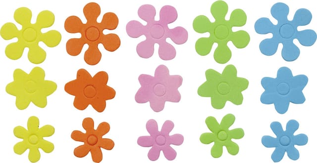 Glorex Moosgummi Sticker Blumen Selbstklebend , 72 Stück Bastelmaterial