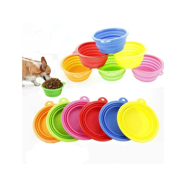 Trade Shop - Set Mit 2 Faltbaren Reiseschäpfen Aus Silikon Für Hunde, Katzen Und Tiere -