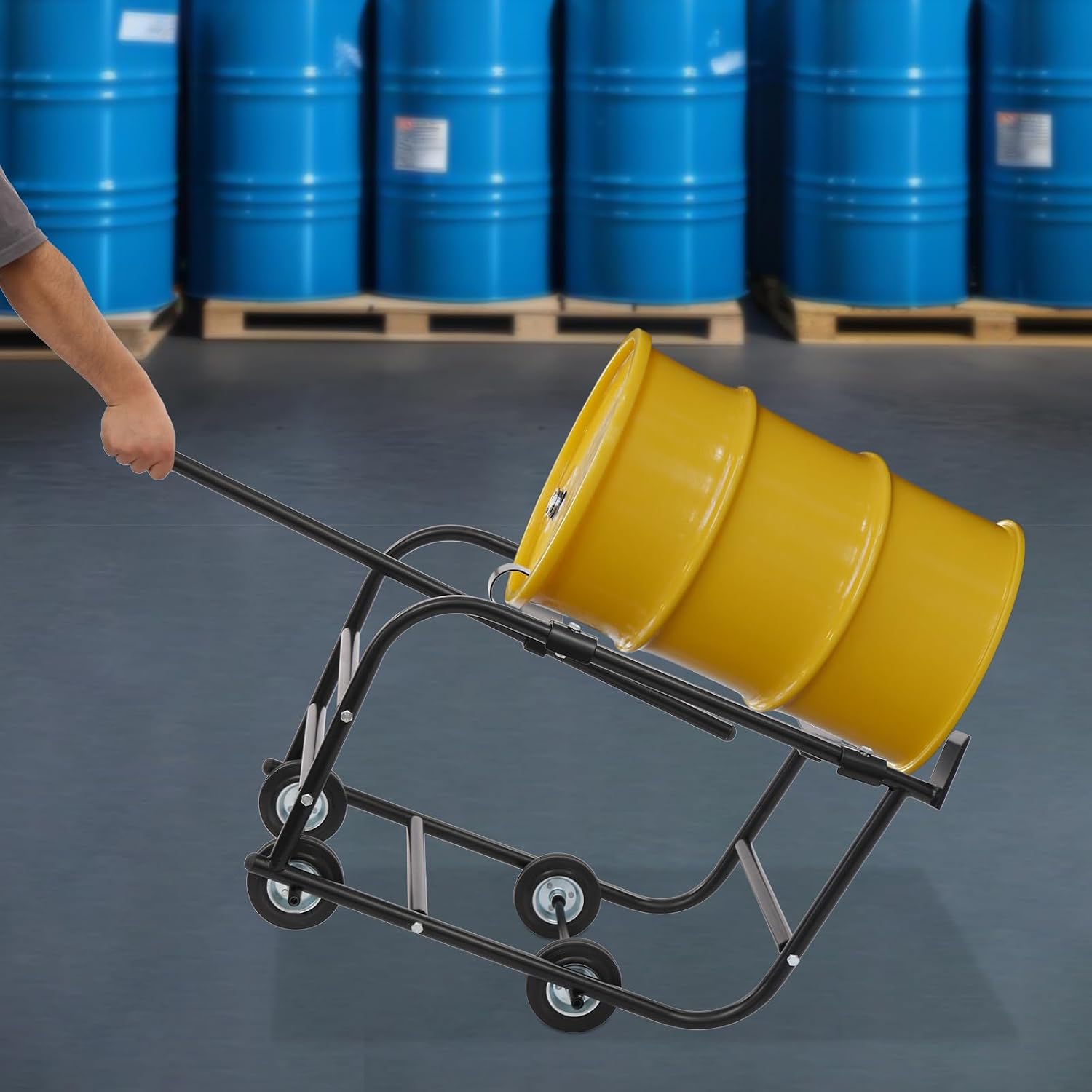 Fassheber 272 Kg – Fassklemmer Mit Rädern Für 208 Liter Fässer, Ausziehbarer Griff, Beweglicher Fassständer Für Werkstatt Garage Lager