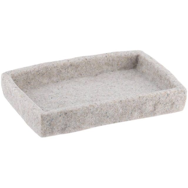 Rechteckige Polyresin-seifenschale Mit Steineffekt - Grau - Tendance