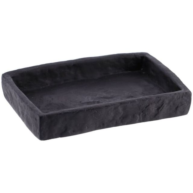 Tendance - Rechteckige Polyresin-seifenschale Mit Steineffekt - Schwarz