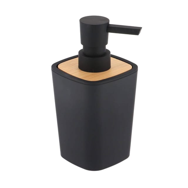 Seifenspender Rubber + Abs Und Bambus 380 Ml - Schwarz - Tendance