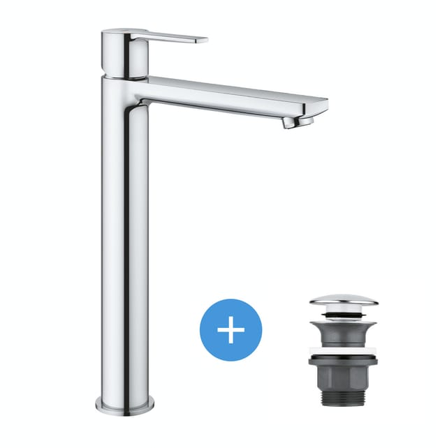 Lineare Set Einhebel-waschtischbatterie Size Xl + Clic Clac Ablaufgarnitur Mit Druckstopfen (23405001-clicclac) - Grohe