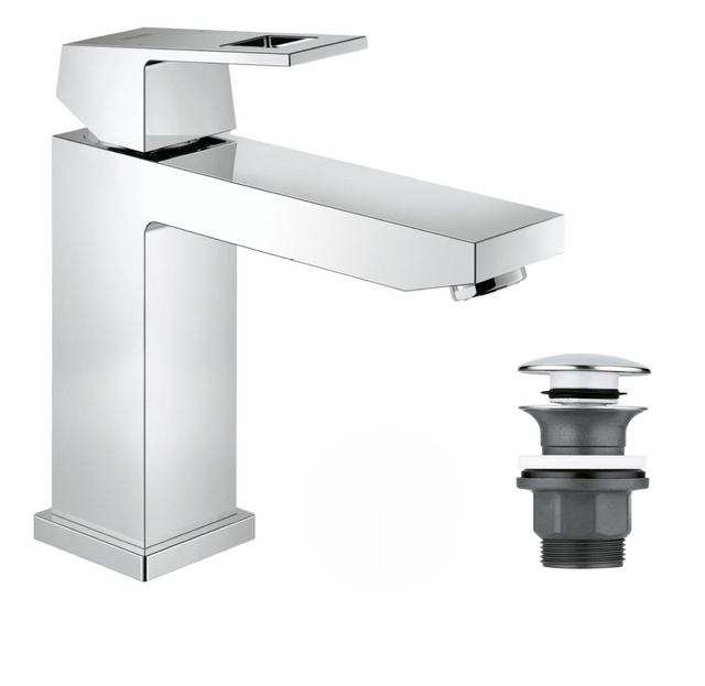 Eurocube Set Einhebelmischer 1/2 Waschbecken Größe M + Klick-klack Ablaufgarnitur Für Waschbecken Mit Überlauf (23446000-c - Grohe
