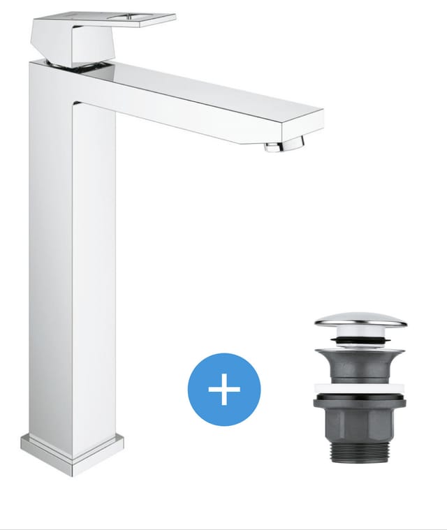 Eurocube Set Einhandmischer 1/2' Waschbeckengröße Xl + Clic Clac Ablaufgarnitur Für Waschbecken Mit Überlauf (234060 - Grohe