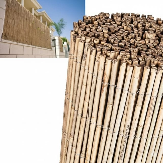 Suinga - Vollständige Natürliche Bambusmatte 1 X 5 Meter, Sichtschutz 95 %, Natürliche Bambusstäbe Für Terrassen Und Gärten