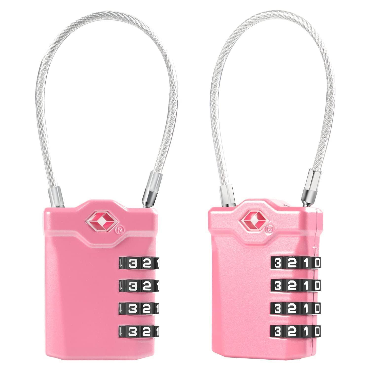 Tsa Zahlenschloss 2 Stück, 4-stellig, 14cm Kabel, Rosa