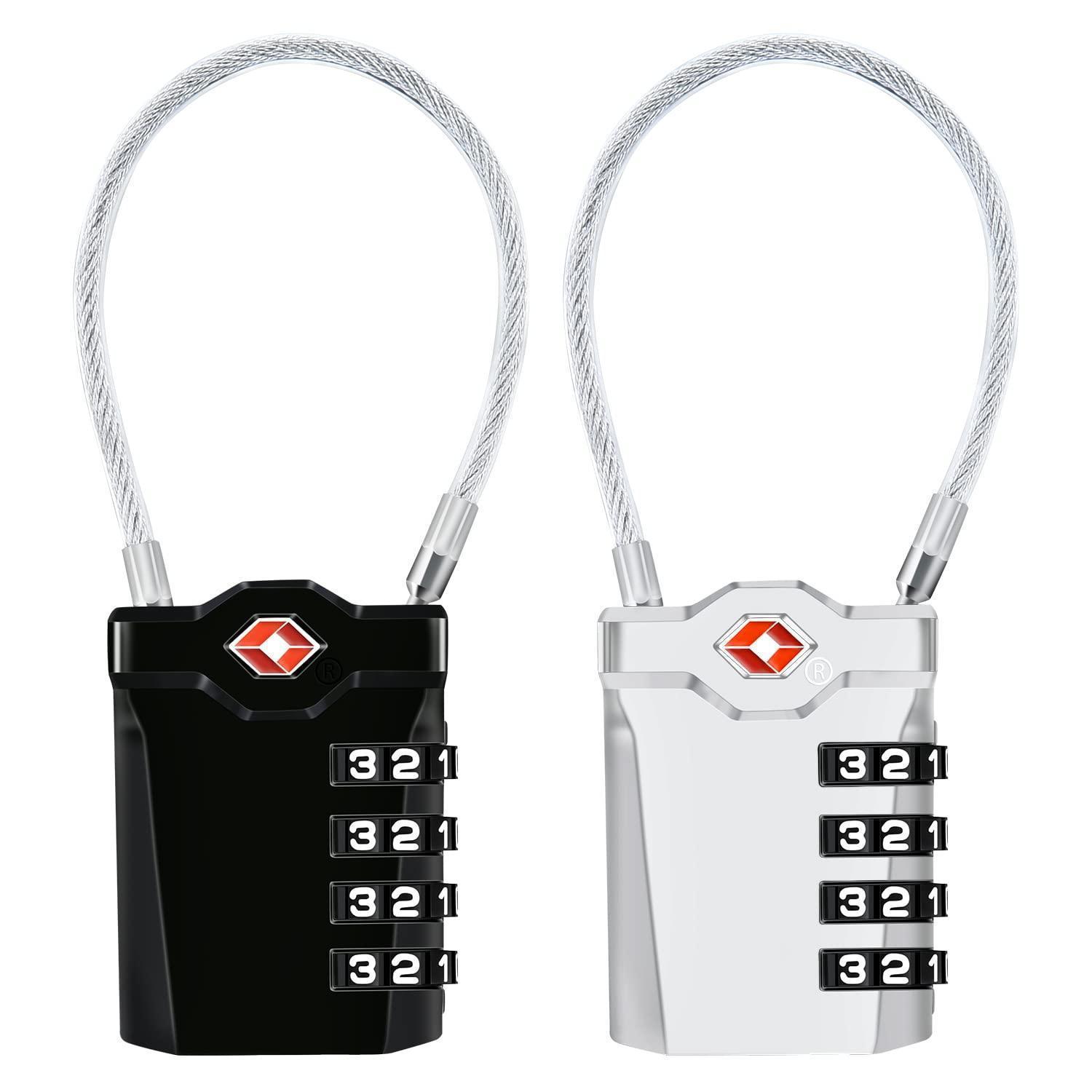Tsa Gepäckschloss 2 Stück Mit 4-stelligem Zahlenschloss Und 14cm Kabel