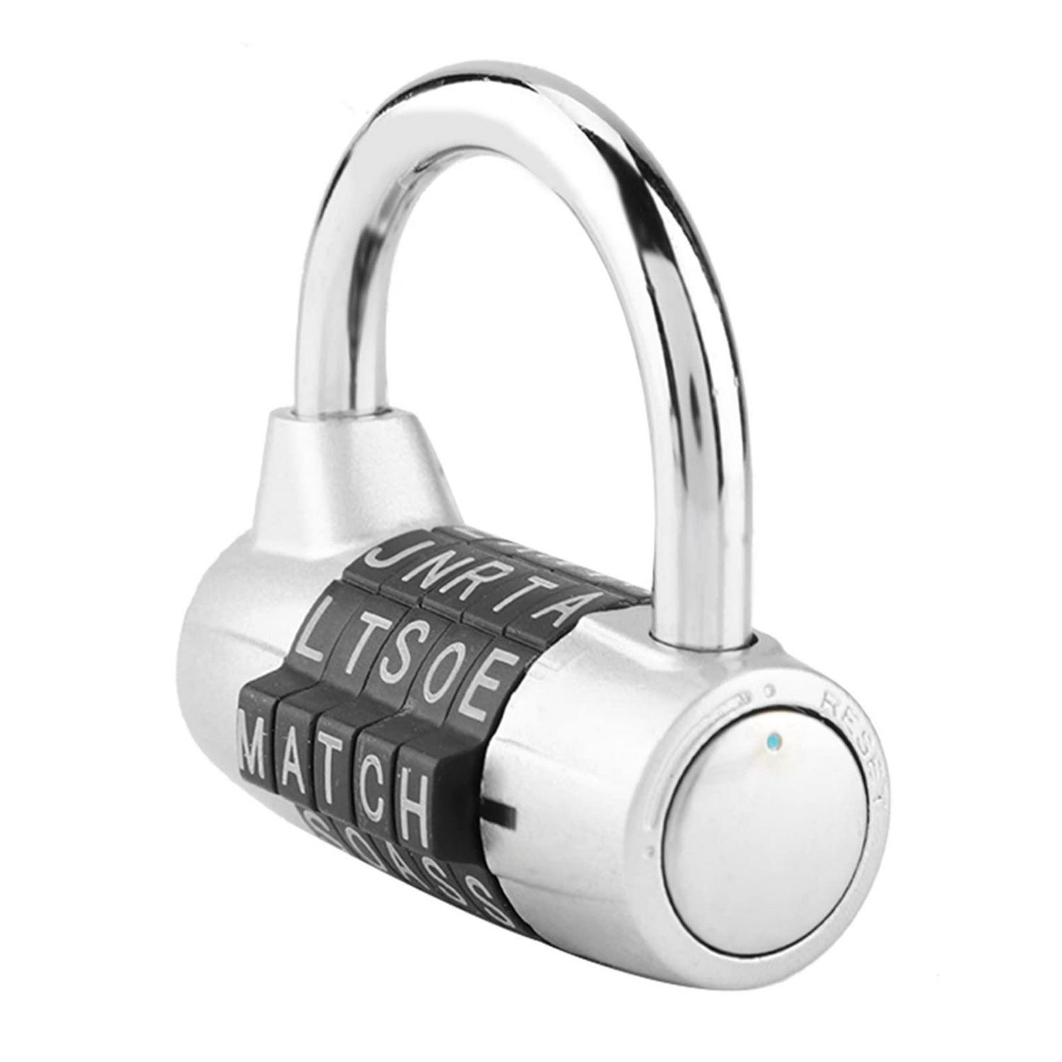 5-stelliges Zahlenschloss Vorhängeschloss Silber, Einstellbarer Code, Robust, Für Koffer & Spind