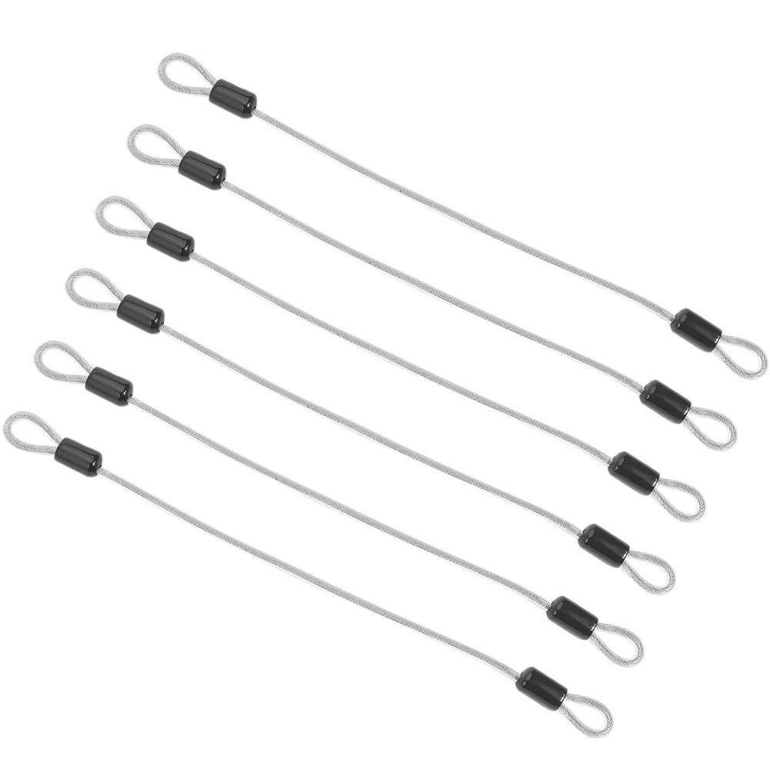 6x Sicherheitskabel Mit Doppelschlaufe, 30cm Edelstahl, 4mm Drahtseil