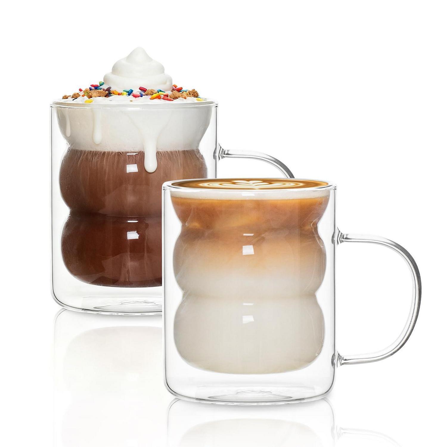 Doppelwandige Gläser 2er Set 330ml Mit Griff, Borosilikatglas, Thermo-effekt