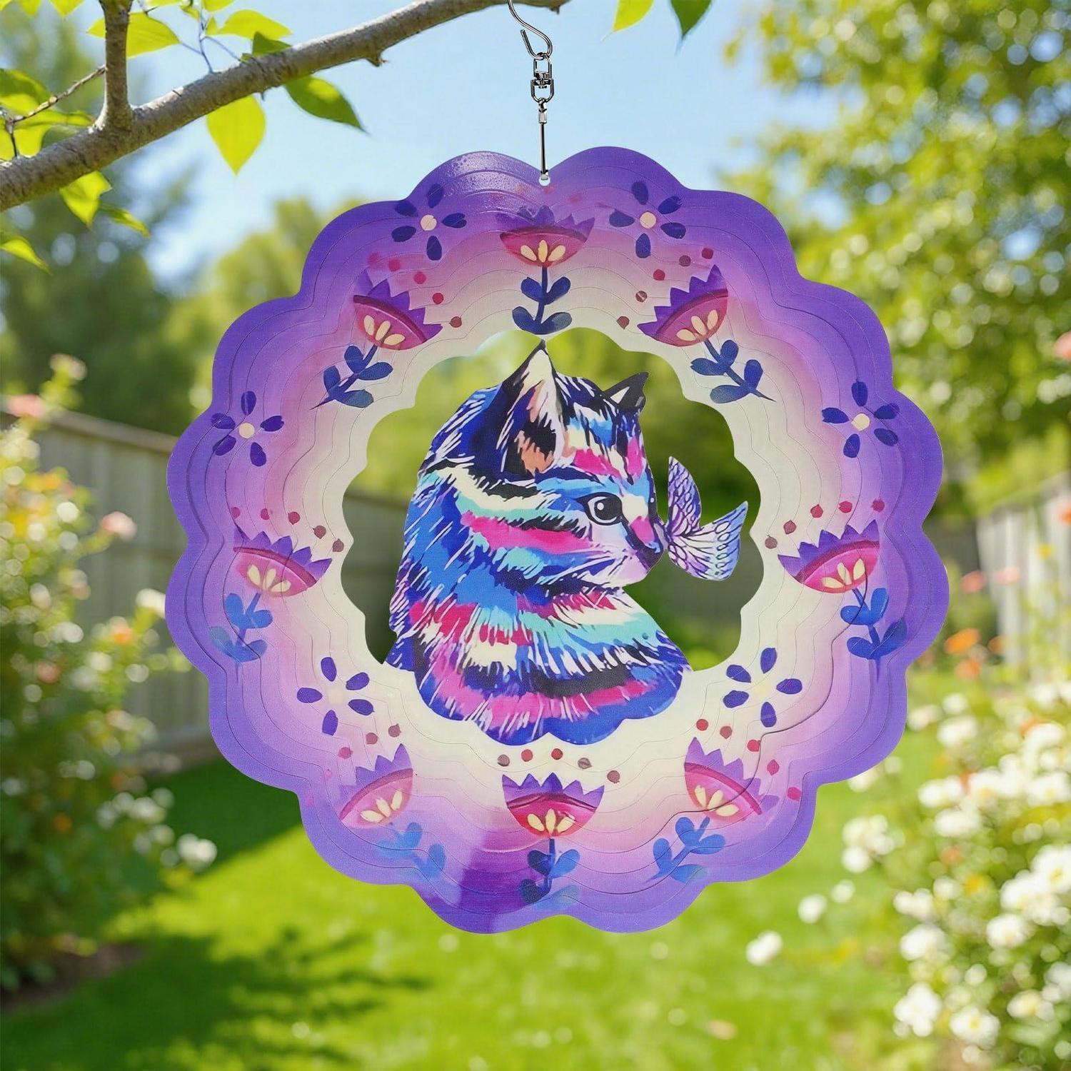 Windspiel Katze Mit Schmetterling, 3d-hängedekoration Für Garten & Zuhause