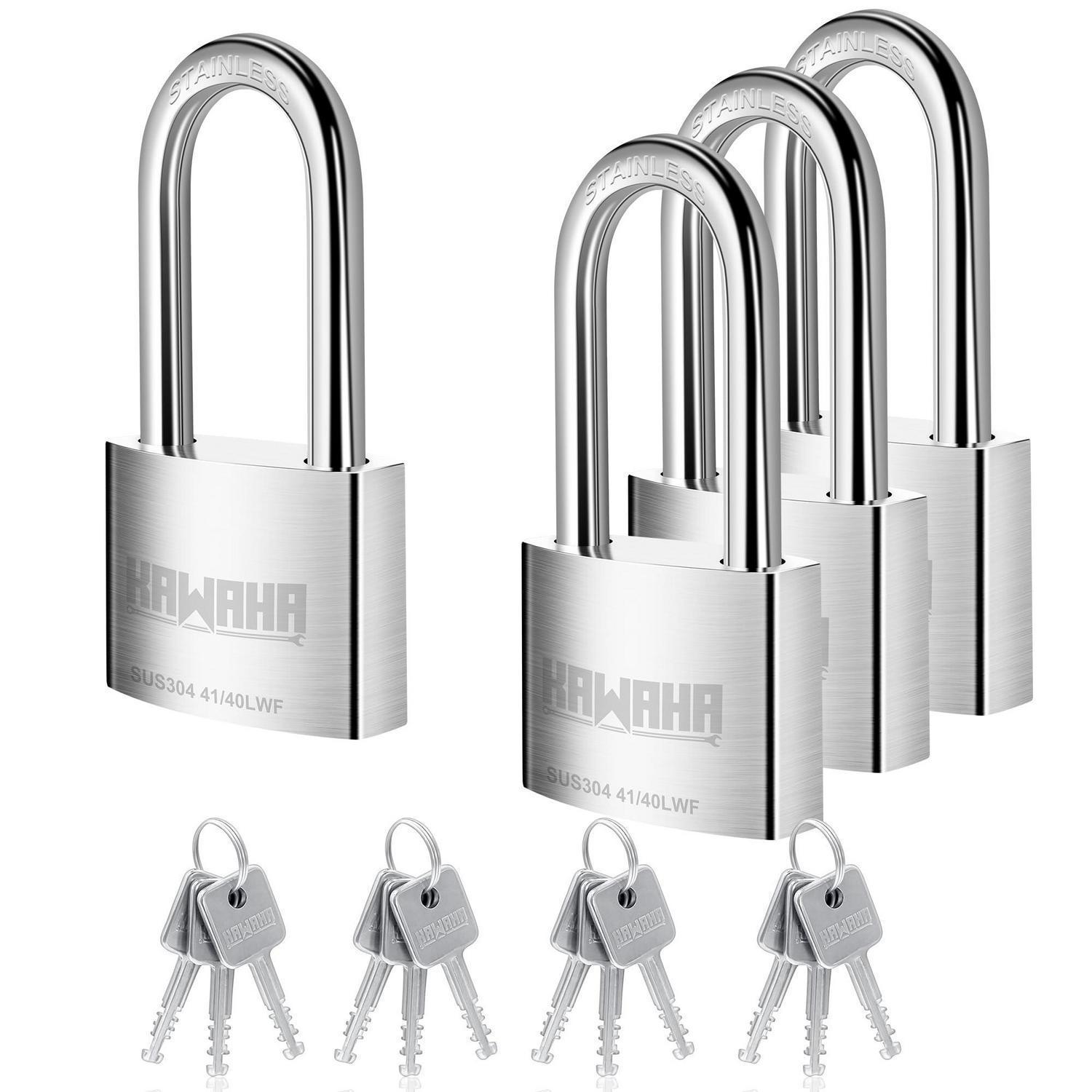 Vorhängeschloss Edelstahl 40mm, Gleichschließend, 4er-pack, Wetterfest, Rostfrei