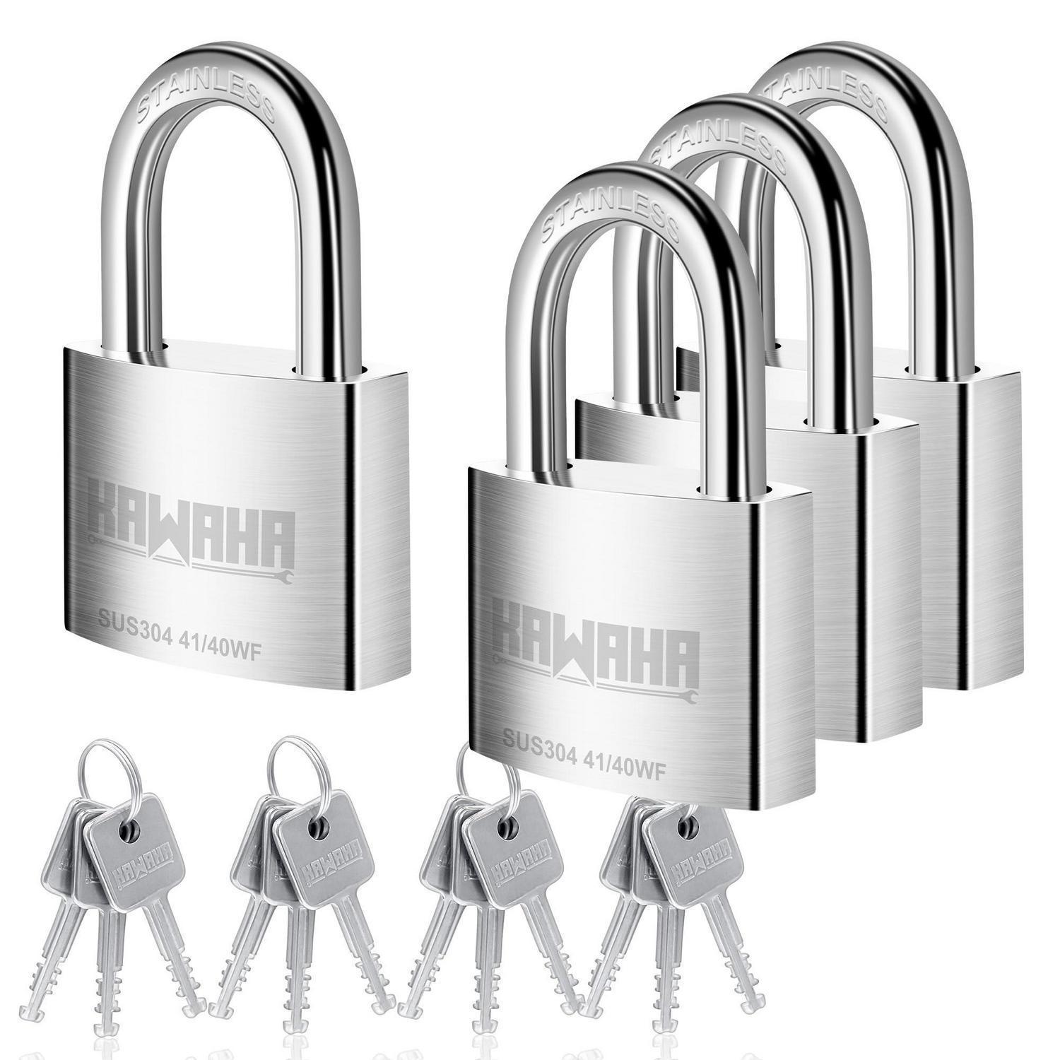 Vorhängeschloss Edelstahl 40mm Gleichschließend 4 Stück Rostfrei Für Innen/außen