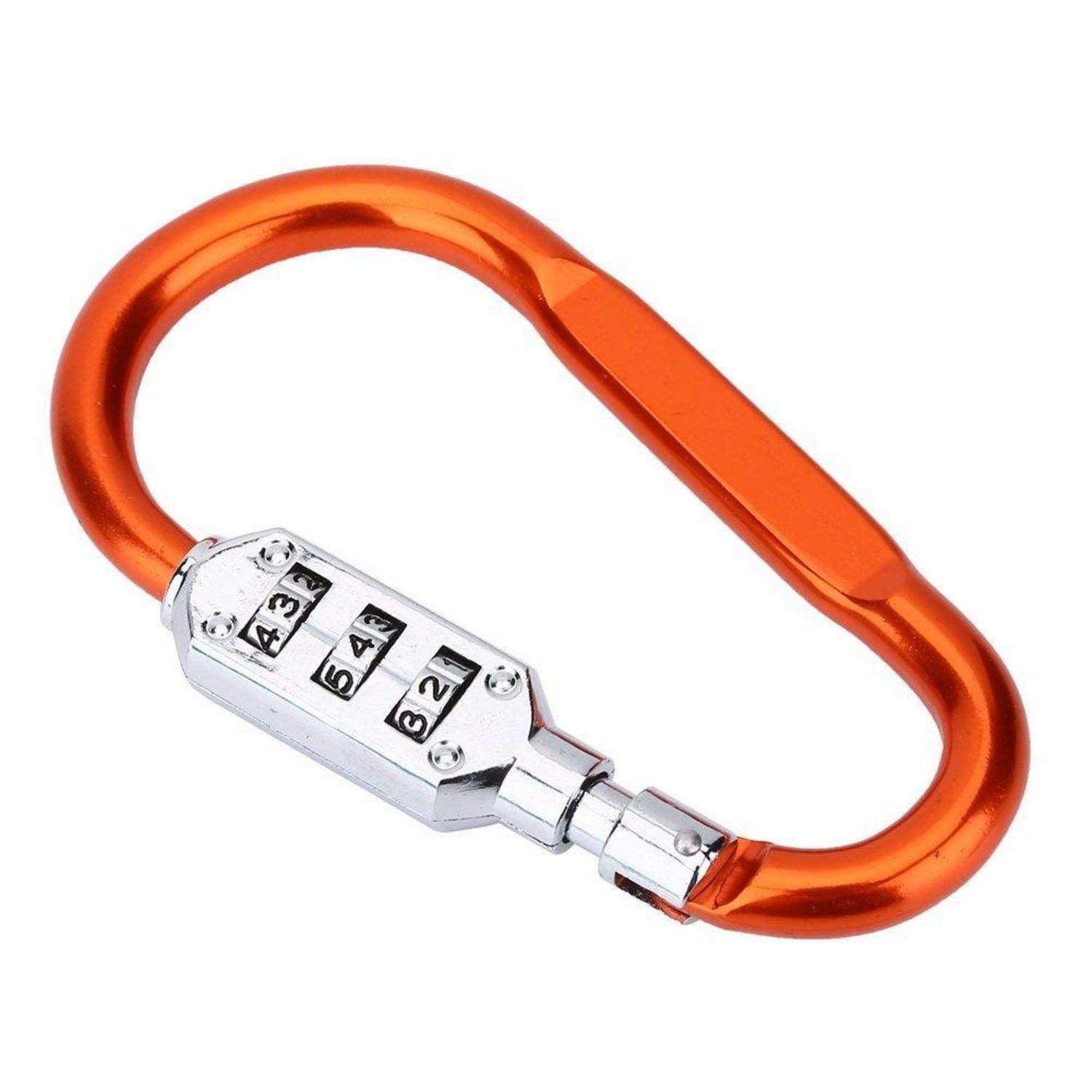 Karabiner Zahlenschloss 3-stellig Aluminium D-ring Für Gepäck & Outdoor Orange