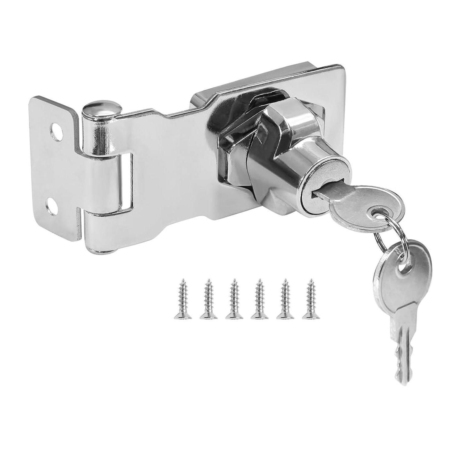 Abschließbare Haspe Mit Schlüssel, 90° Drehknauf, 10,2 Cm, Für Schränke & Tore