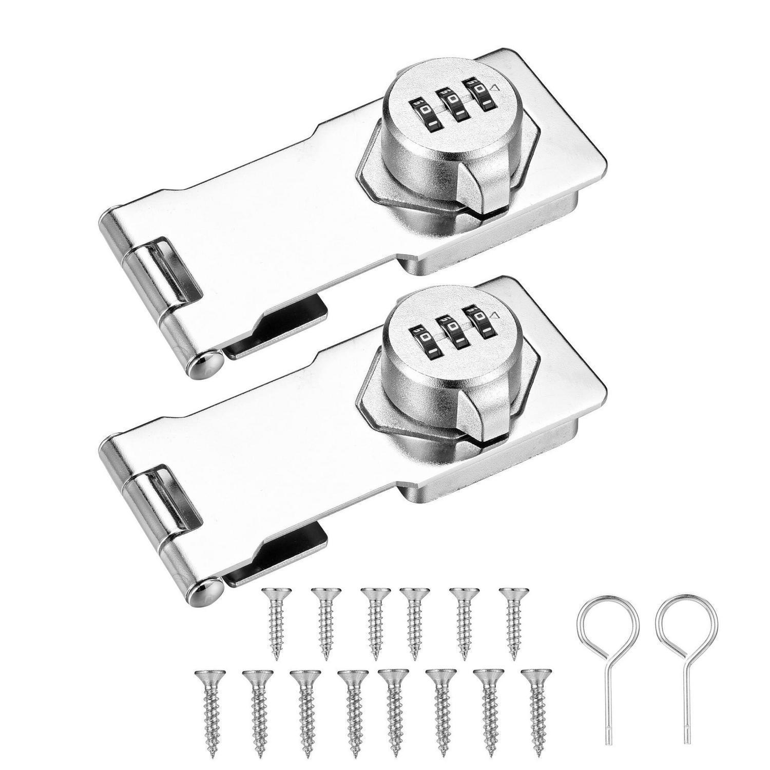 2er Set Schrankschloss Mit 3-stelligem Zahlenschloss, 135mm Sicherheitsüberfalle, Silber
