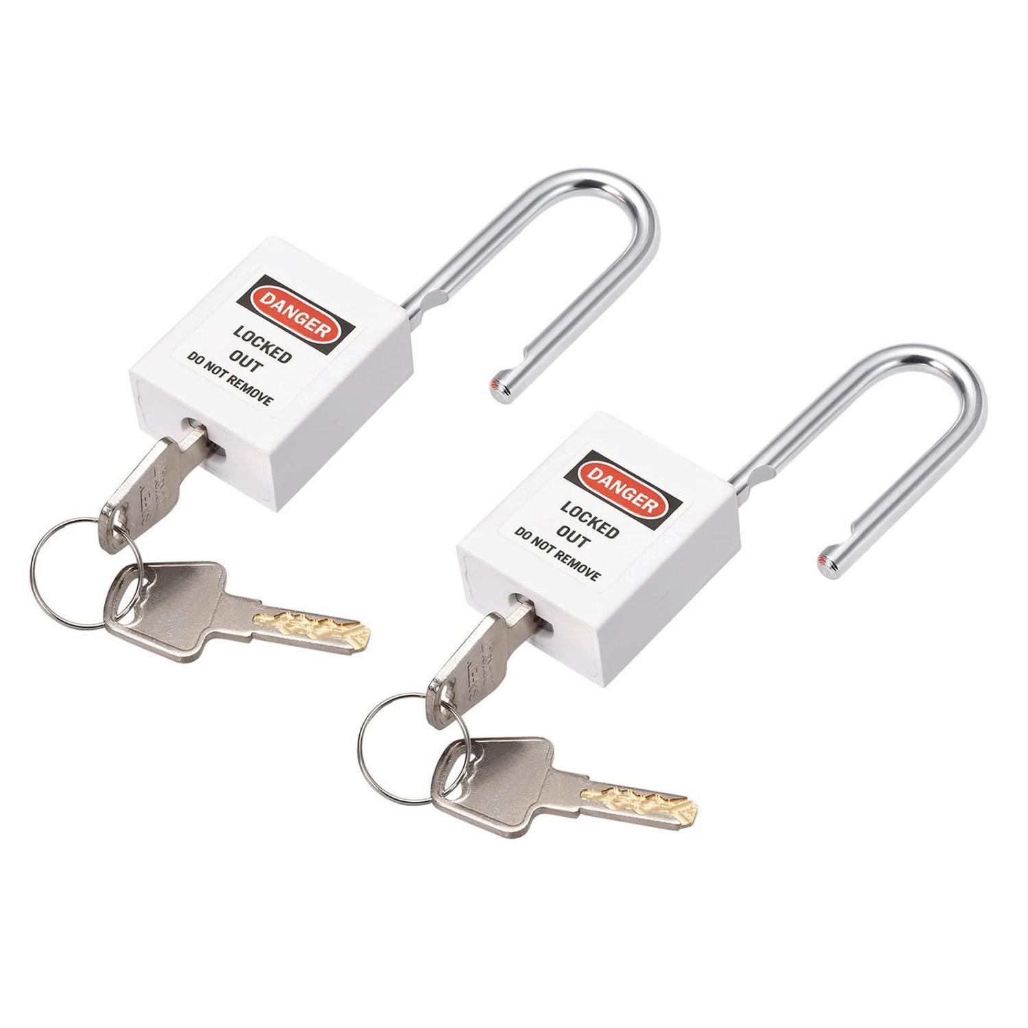 2er Pack Lockout-tagout Sicherheitsschlösser, 38mm, Weiß, Unterschiedlich Schließend