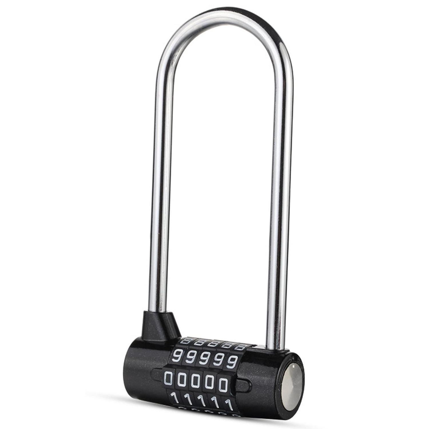 Zahlenschloss Mit Langem Bügel, 5-stellig, Robust, Schwarz