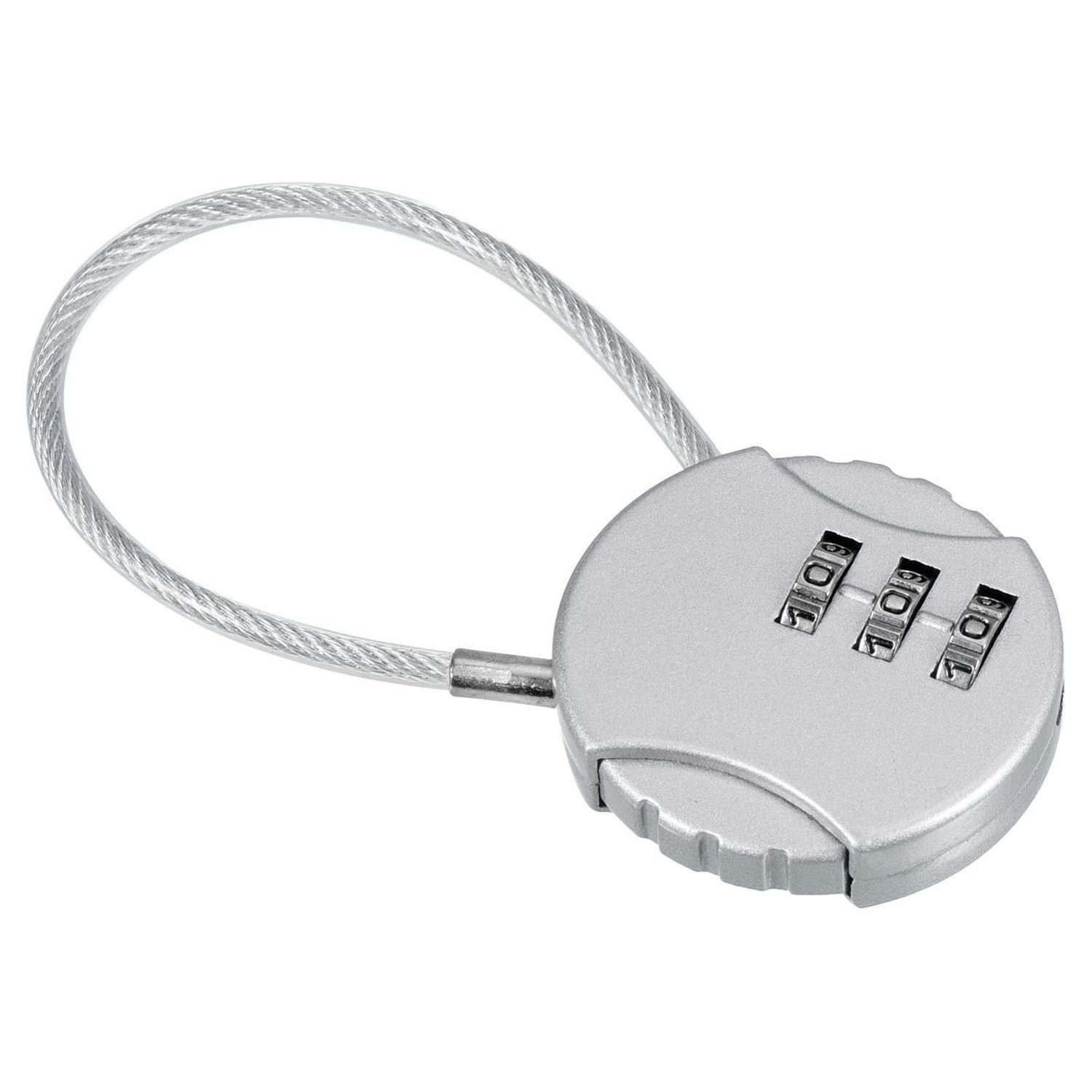 Zahlenschloss Mit Stahlseil 3-stellig Silber 40mm Höhe 30cm Länge