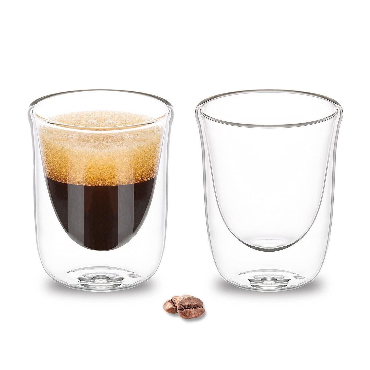 Espressotassen 2er Set, 60ml Doppelwandig, Borosilikatglas, Hitzebeständig