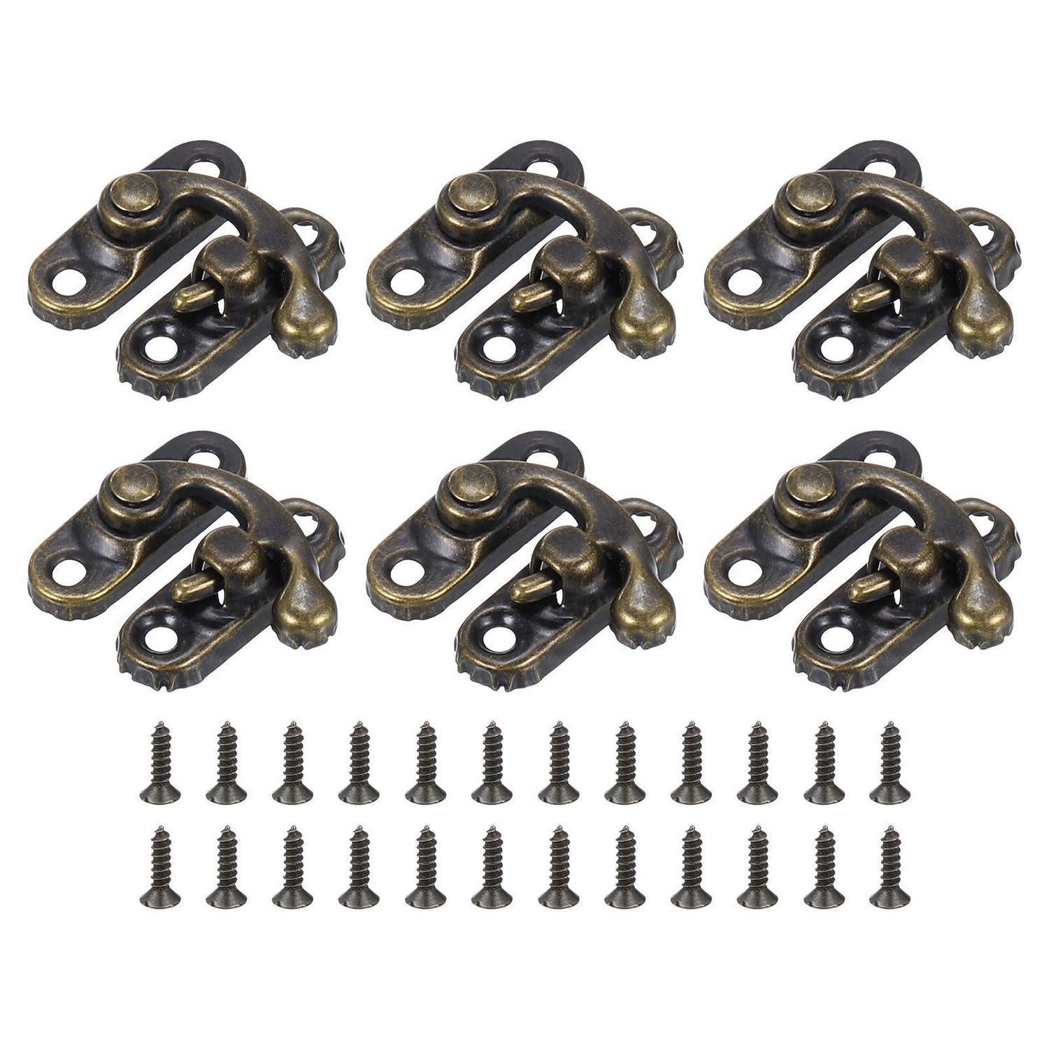 6er Set Antike Vorhängeschloss Haspen, 23x26mm, Bronze, Für Schmuckkästchen & Koffer