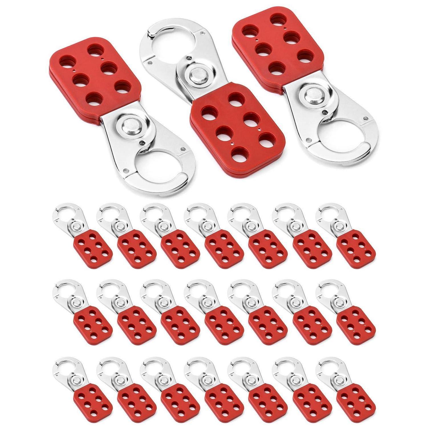 Lockout/tagout Haspel, Manipulationssicher, Edelstahl, Rot, 24 Stück