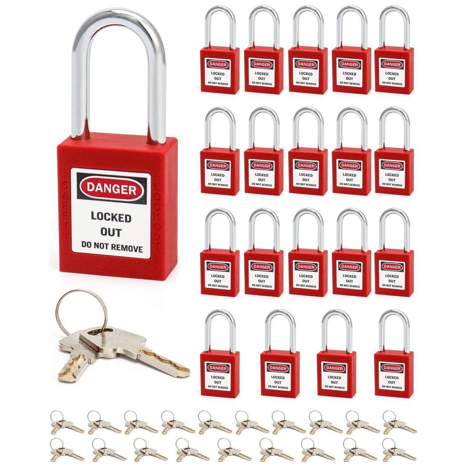 Sicherheitsschlösser Lockout Tagout 20er Pack Rot Verschieden Schließend Mit Schlüsseln
