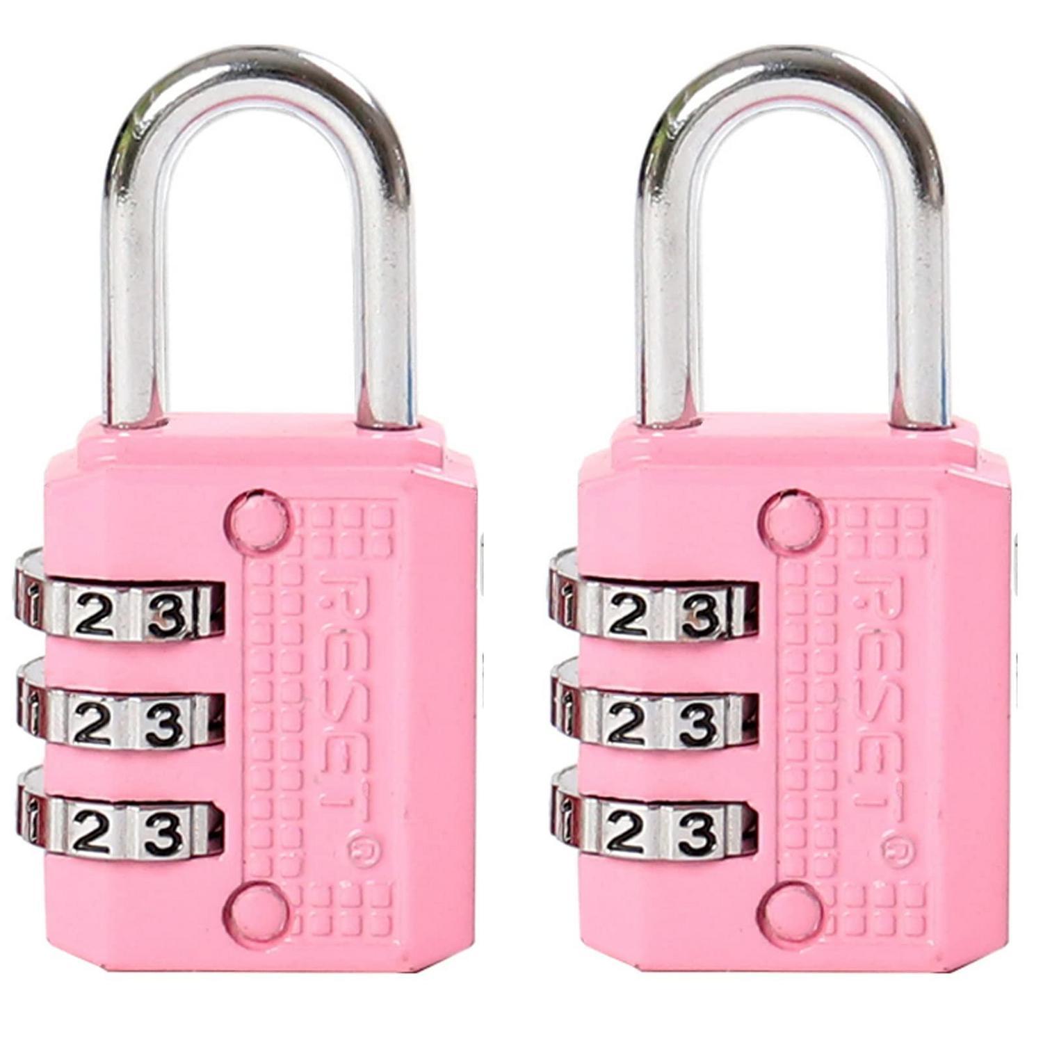 Zahlenschloss 3-stellig Neu Codierbar Rosa 2 Stück Für Tagebücher & Boxen