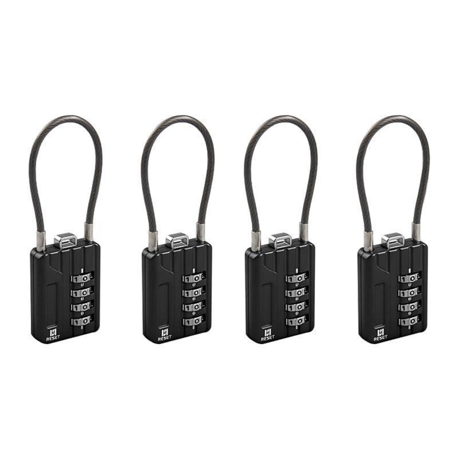 4er-pack Zahlenschloss Mit 12cm Kabel, 4-stellig, Flexibel, Für Spind & Gepäck