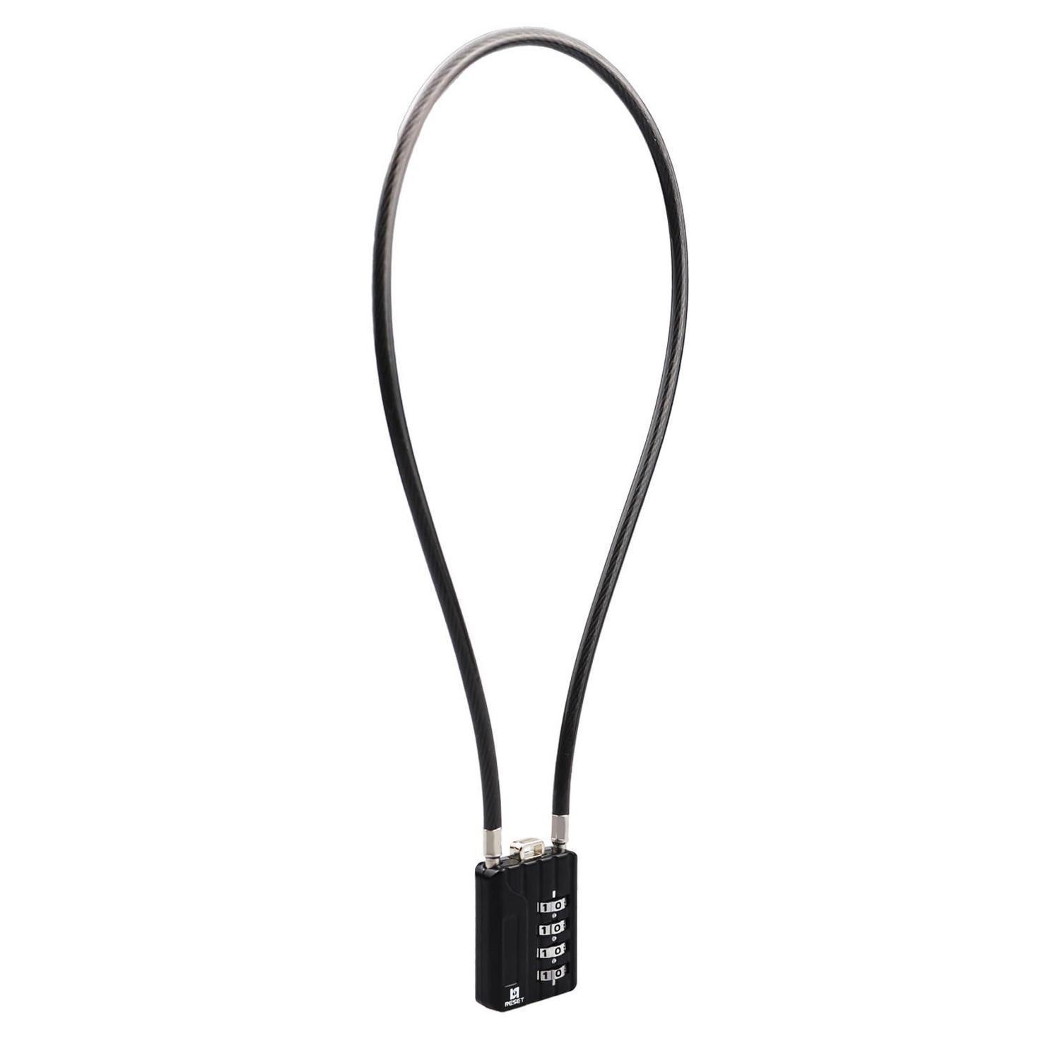 Zahlenschloss Mit Kabel 50cm, 4-stellig, 5mm Stahl, Schwarz