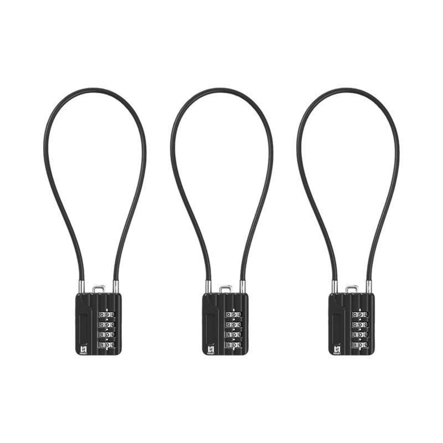 Zahlenschloss 4-stellig Mit Flexiblem Kabel 30cm, 3mm Dick, 3er-pack