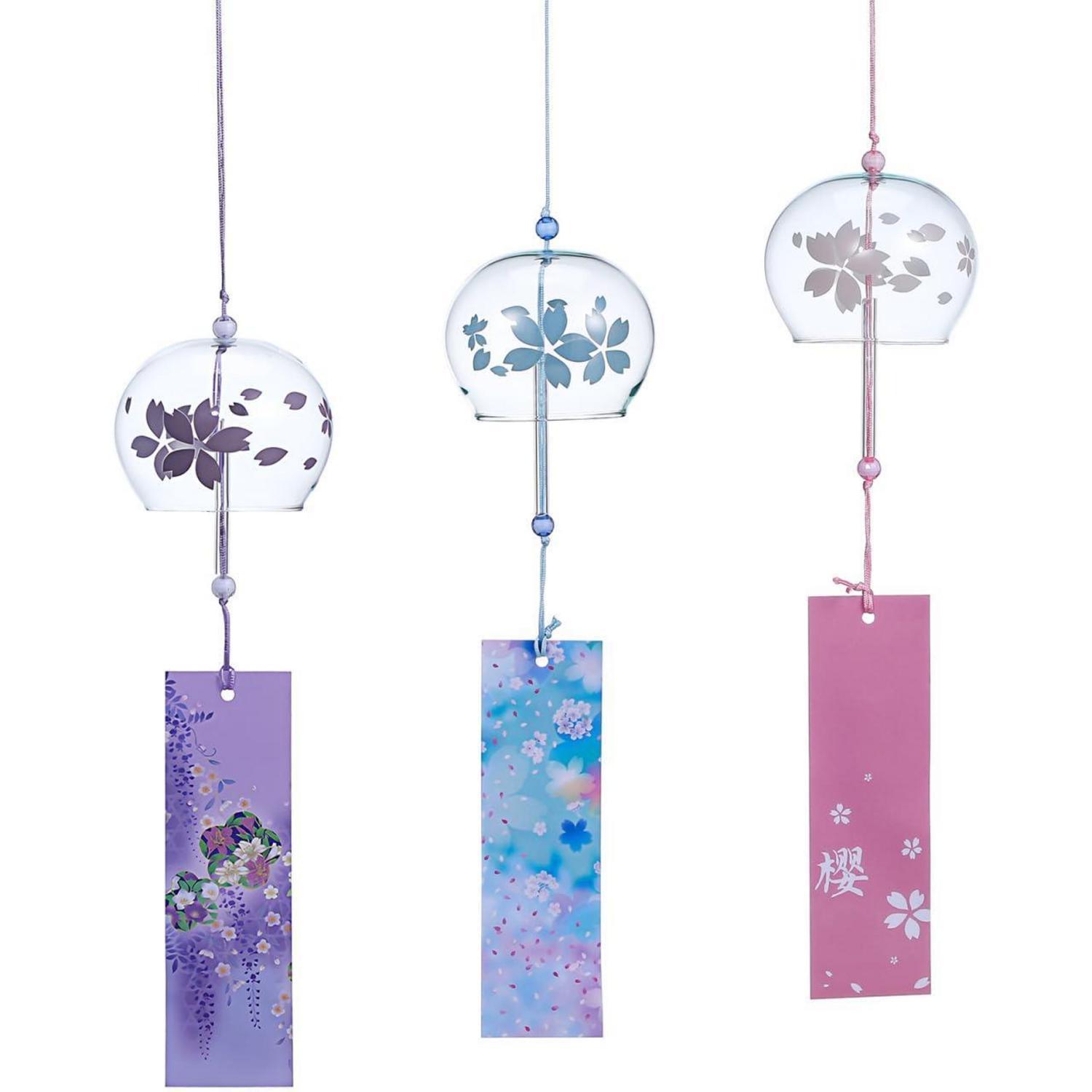 Japanisches Windspiel Aus Glas Mit Kirschblüten-design, 3er-set