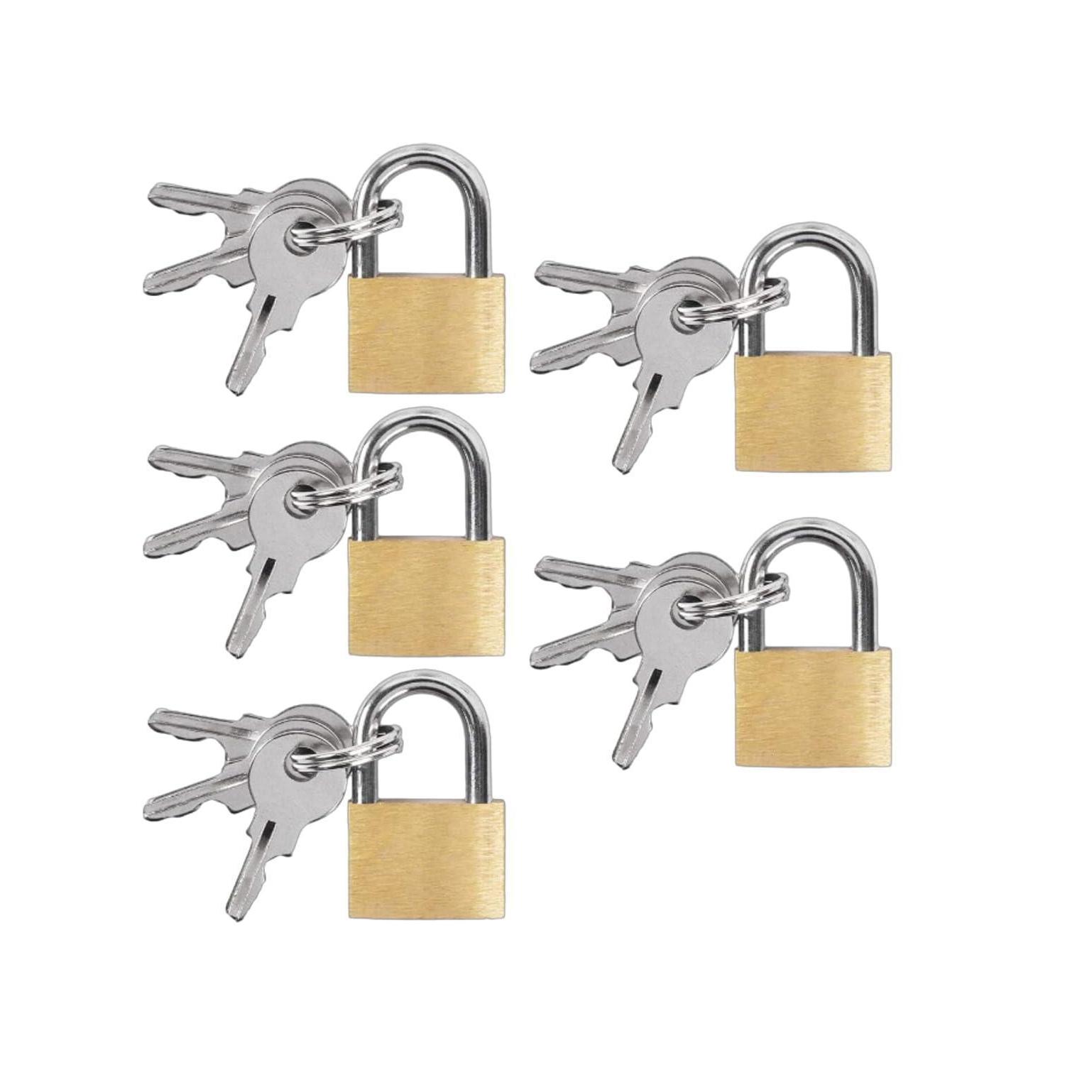 5x Mini Vorhängeschlösser Mit Schlüssel, Messing, 20mm, Für Koffer & Taschen