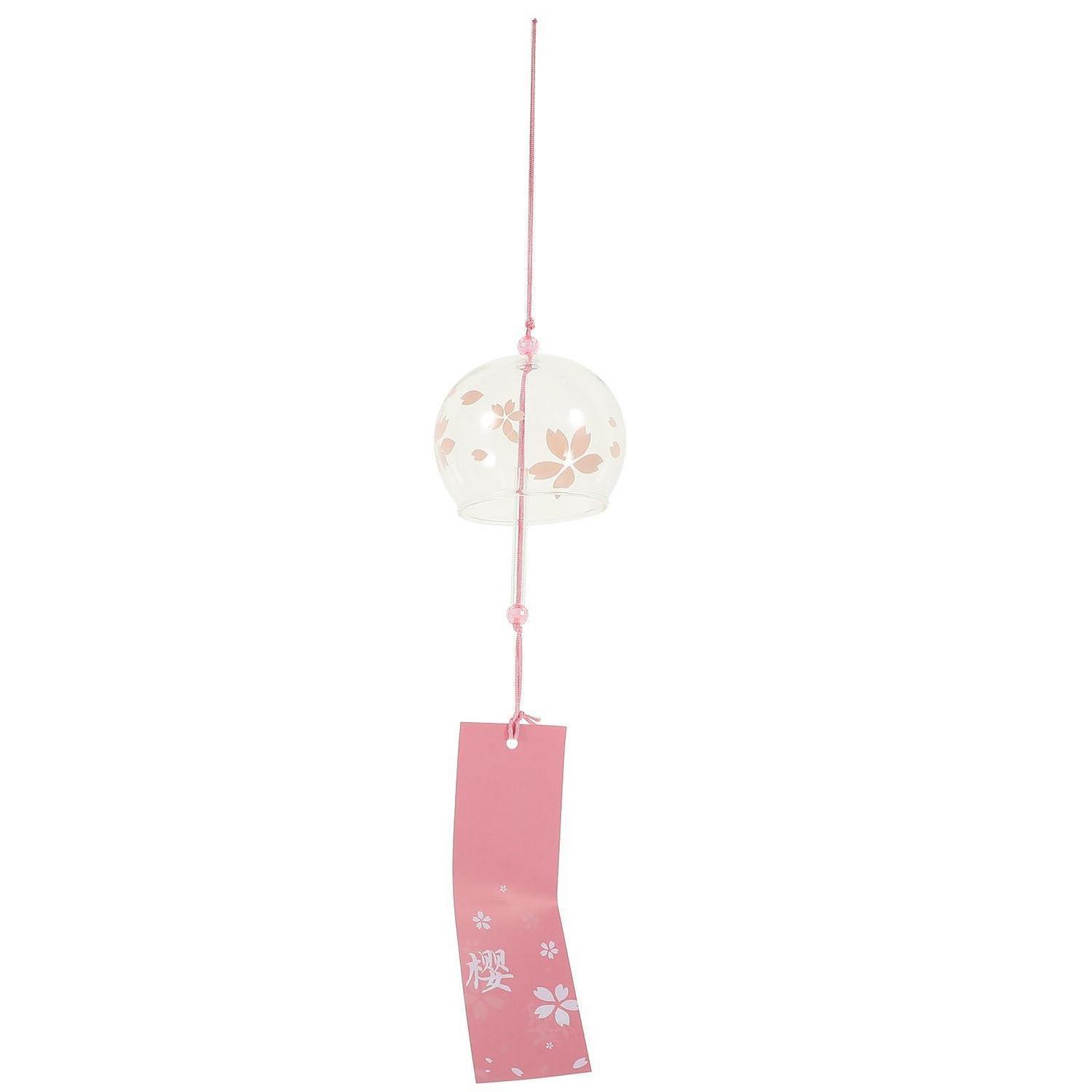 Glas Japanisches Windspiel Rosa Mit Kirschblütenmuster, Handgefertigt, Für Garten & Balkon