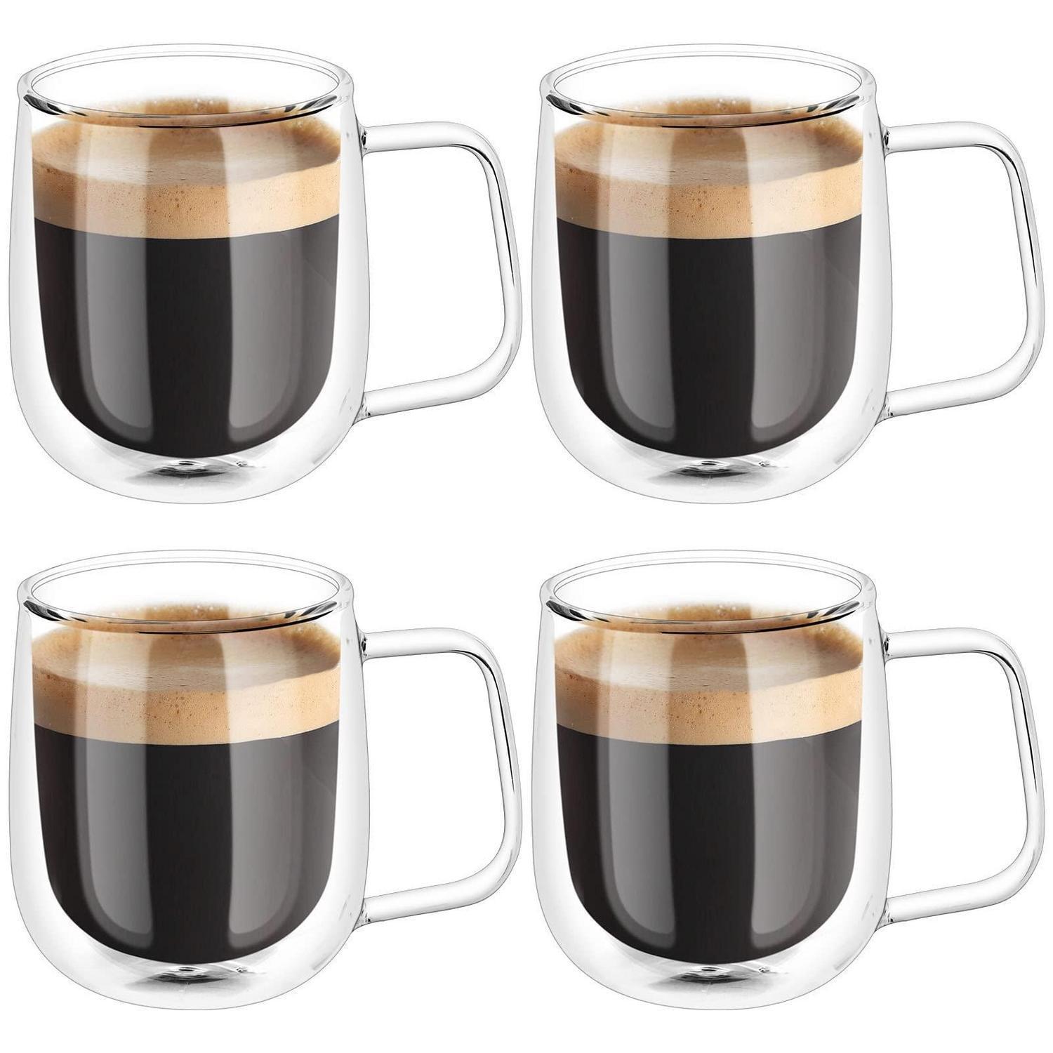 Doppelwandige Kaffeegläser Mit Henkel, 4er Set, 250ml, Borosilikatglas