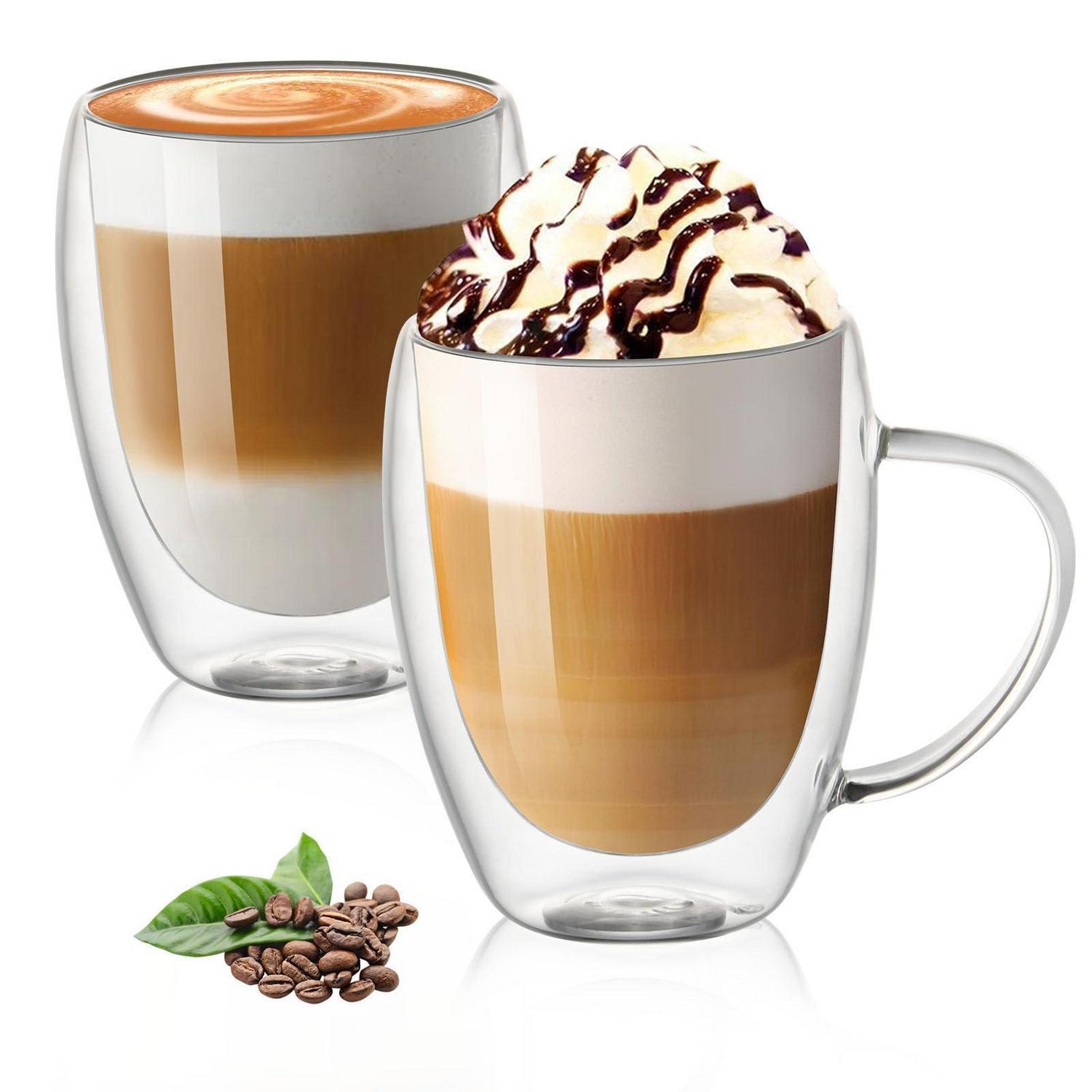 Doppelwandige Kaffeegläser 400ml Mit Griff, 2er Set, Borosilikatglas