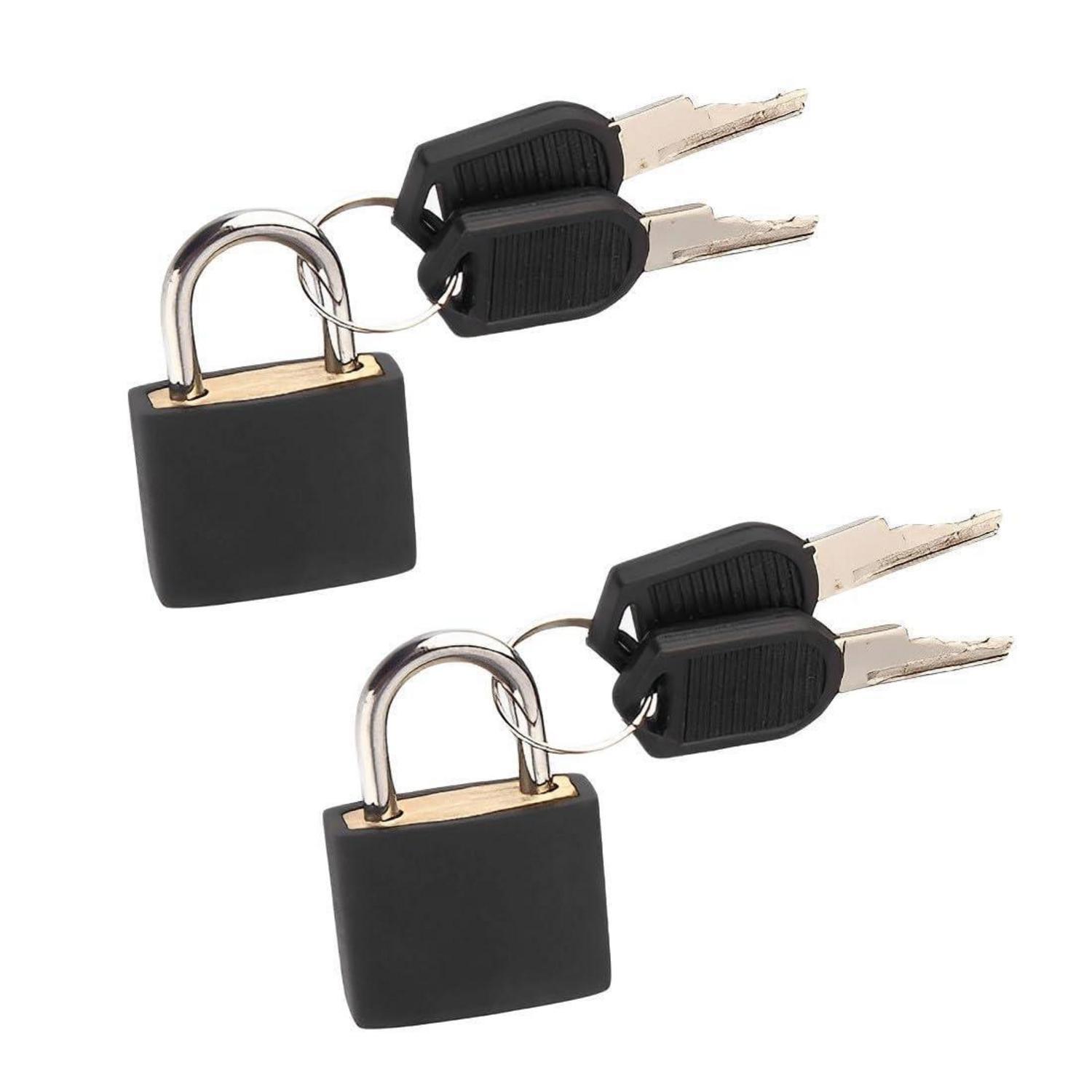 2er Set Gepäckschlösser Mit Schlüssel, Mini Vorhängeschloss Für Koffer & Taschen, Schwarz