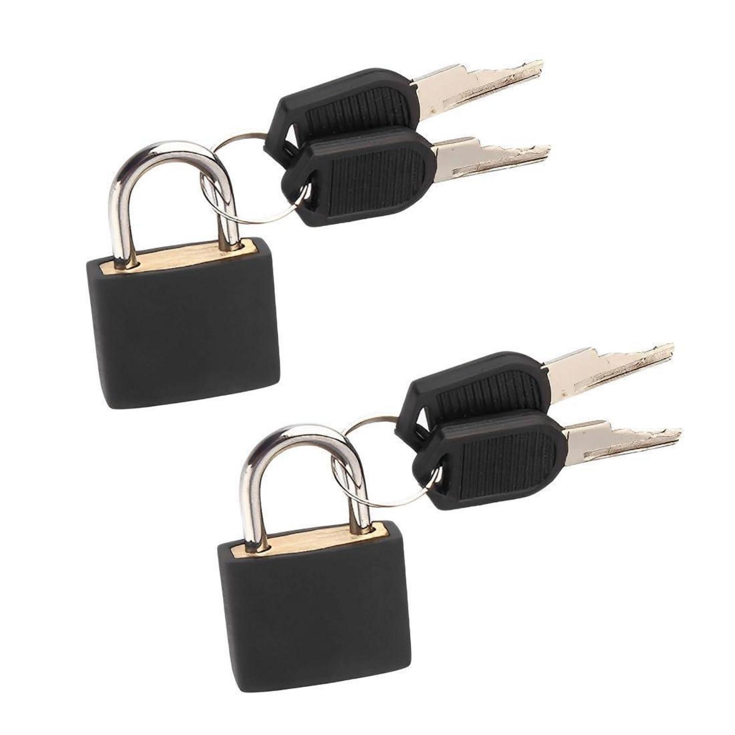 2er Set Gepäckschlösser Mit Schlüssel, Mini Vorhängeschloss Für Koffer & Rucksack, Schwarz