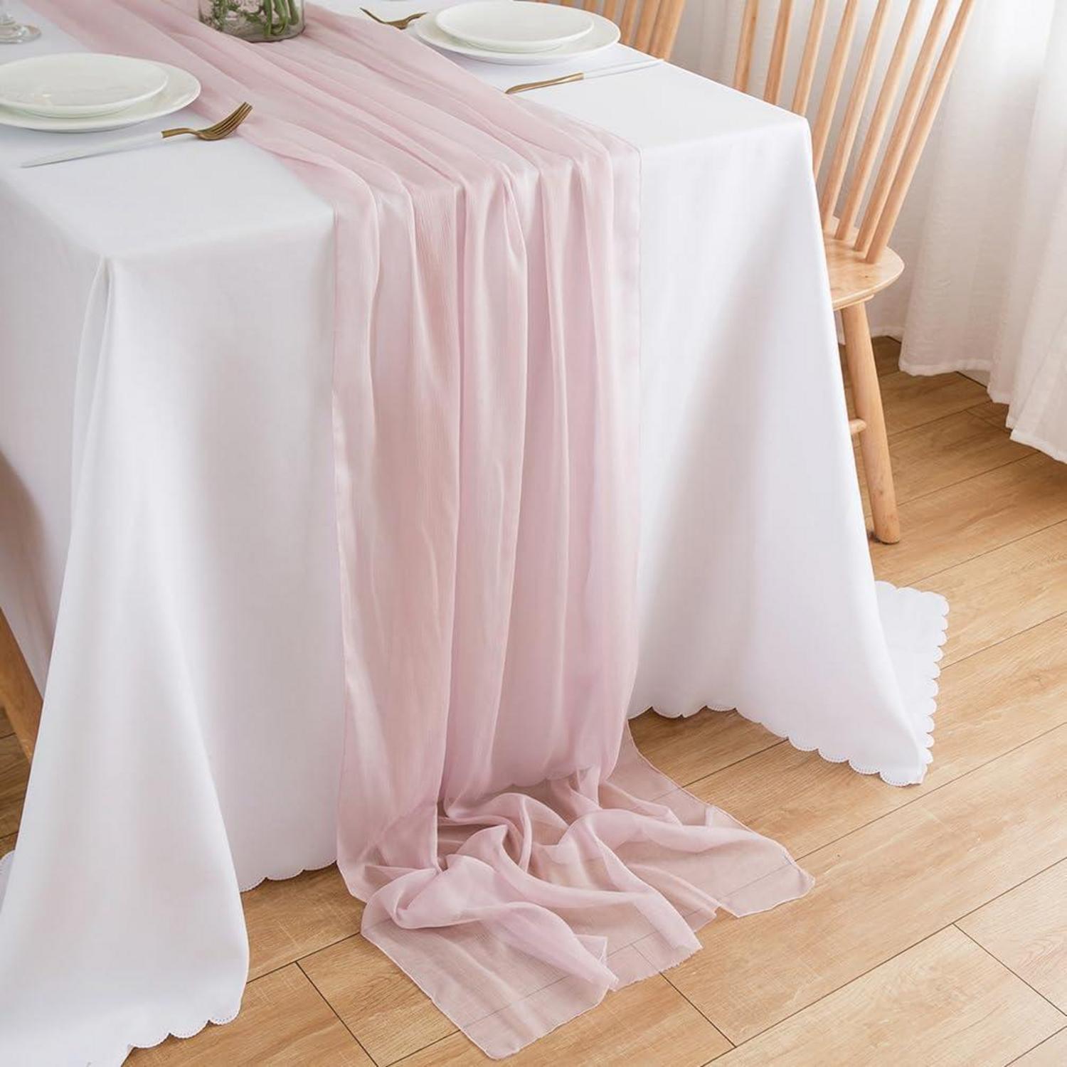 Chiffon Tischläufer Hellrosa 70x400 Cm Für Hochzeiten & Deko