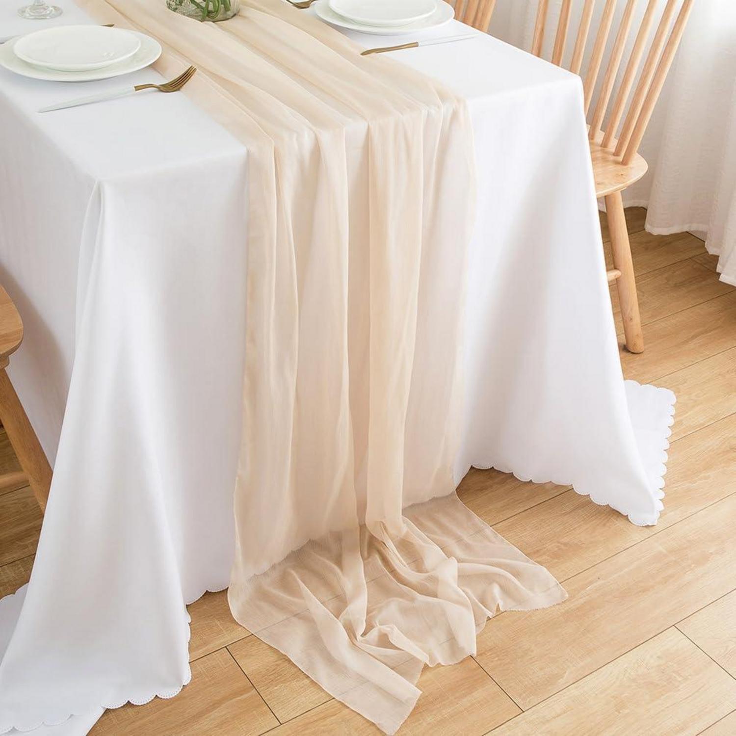 Chiffon Tischläufer Champagner Beige 70x400 Cm Für Hochzeit & Deko