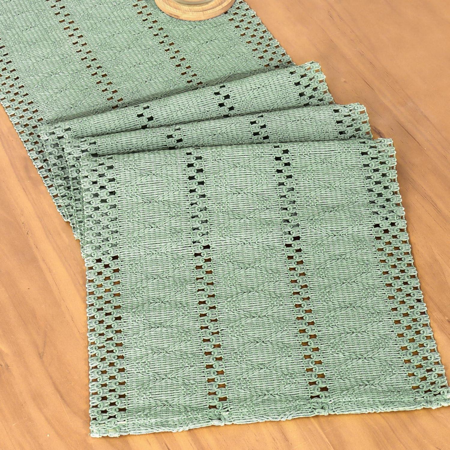 Tischläufer Salbeigrün Baumwolle 30x180 Cm Boho Landhausstil
