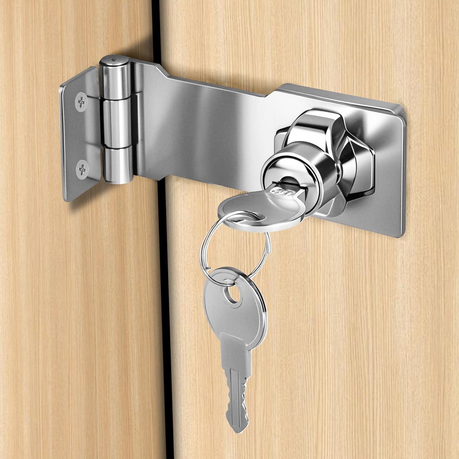 Abschließbarer Überfalle Mit Schloss, 4 Zoll, Silber, Für Tür & Schrank
