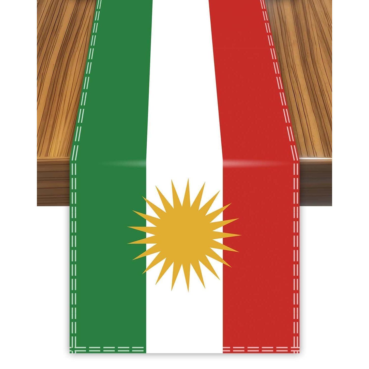 Tischläufer Mit Kurdischer Flagge, 30x180 Cm, Samt, Für Drinnen & Draußen