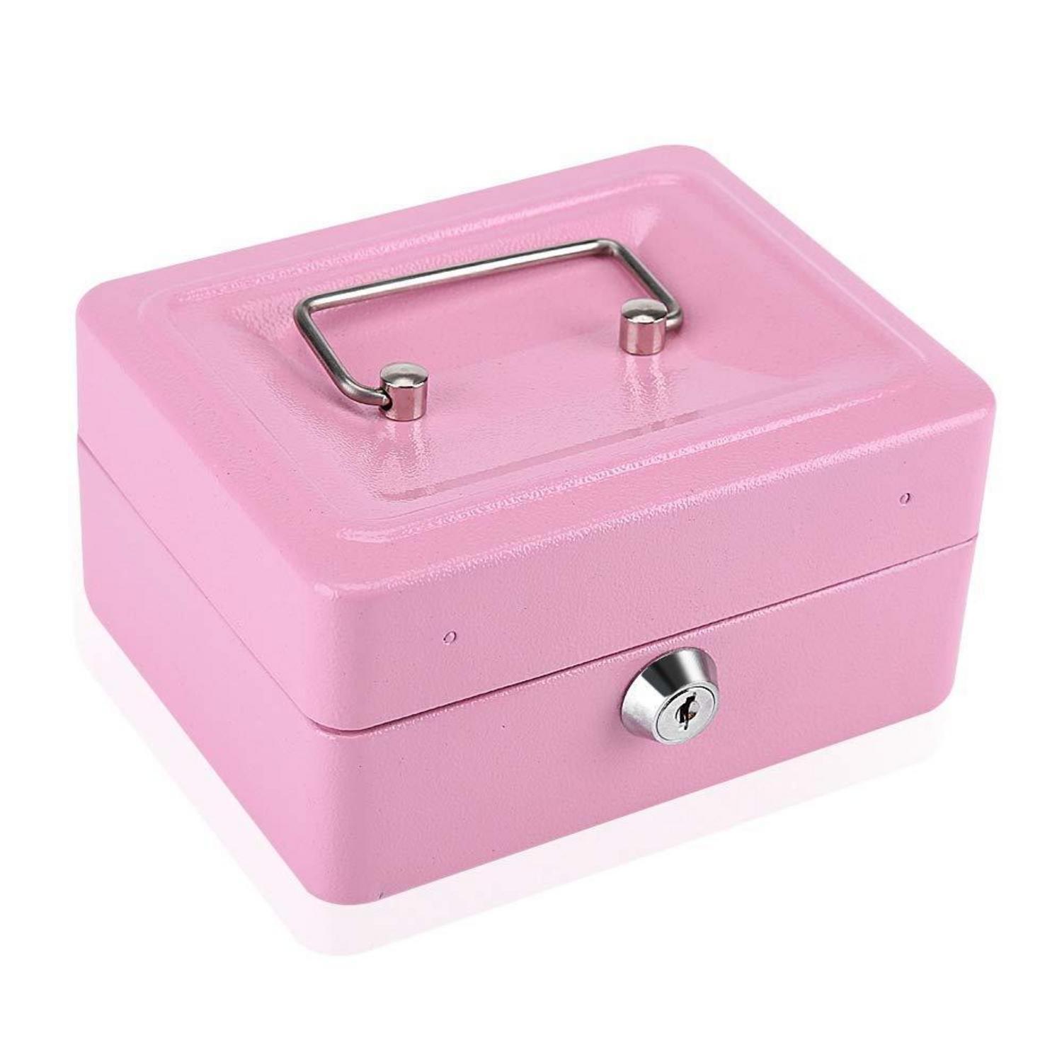 Abschließbare Geldkassette Mit 6 Fächern Und 2 Schlüsseln, Rosa