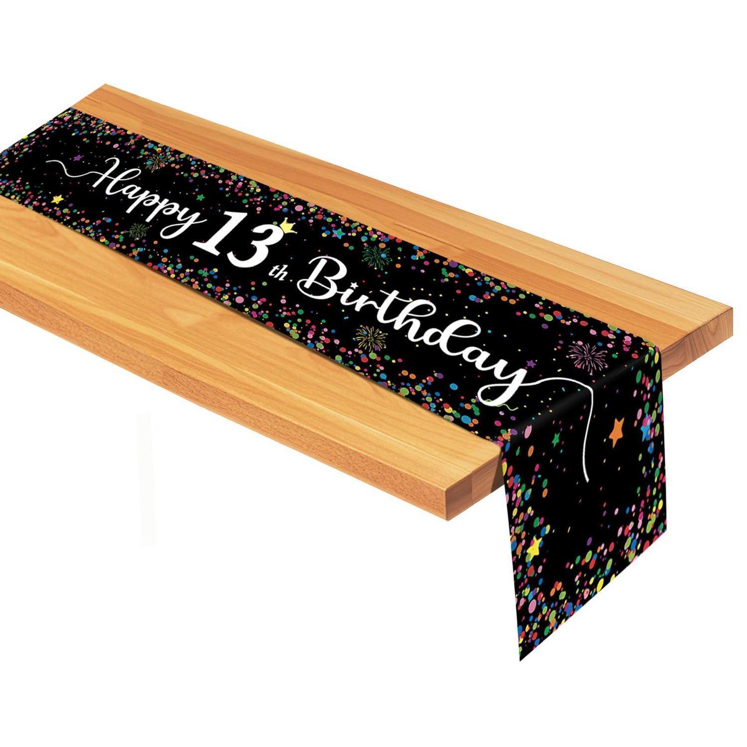 Tischläufer 13. Geburtstag Junge Mädchen, Wiederverwendbar, Wasserdicht, 185x33cm