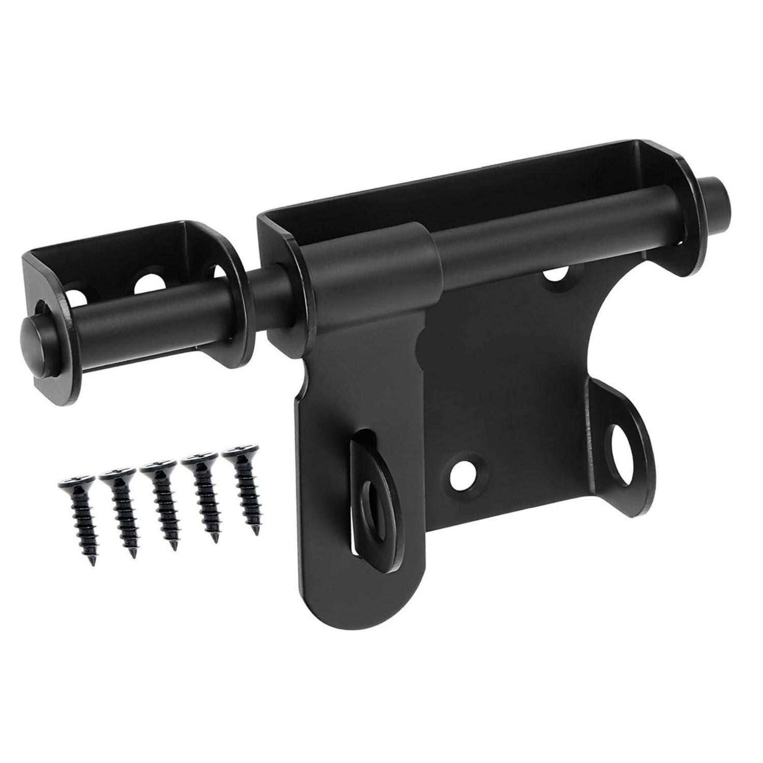 Schiebetorriegel Edelstahl 15,2 Cm Schwarz Mit Schlossloch Für Gartenzäune & Schuppen