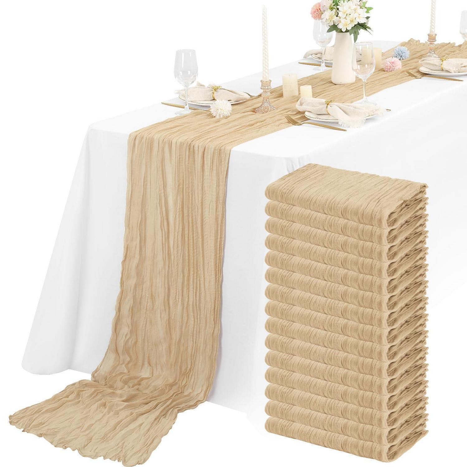 Tischläufer Gaze 15er-set Beige 400x55cm Boho Rustikal Für Hochzeiten & Partys